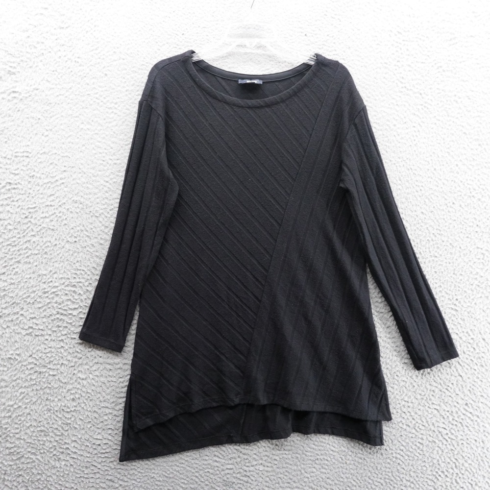 Maeve Devine Tunic Top Womens Size Large Black Long Sleeve High Low Hem